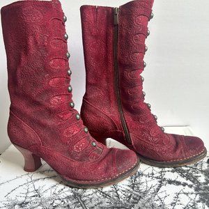 Neosens 38 Boot Red Leather Buttons Rococo Fantasy